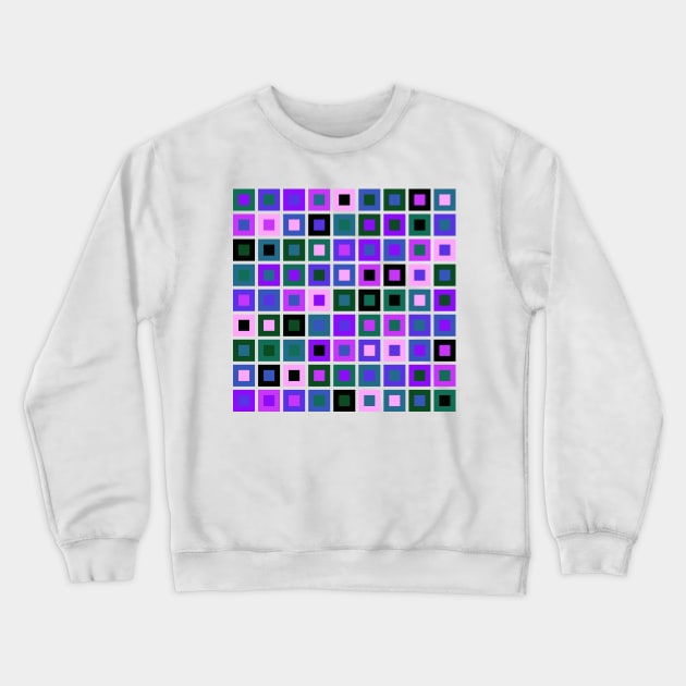 Abstract Square Geometric | Pop Fashion Modern Fusion Layered Blue Green Pink Sparse Crewneck Sweatshirt by aRtVerse